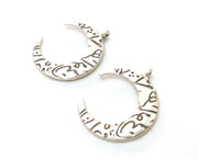 2 Silver Crescent Charms Antique Silver Plated Charms (37x31mm) G19172