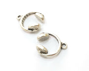 2 Silver Headset Charms Antique Silver Plated Charms (25x21mm) G19173
