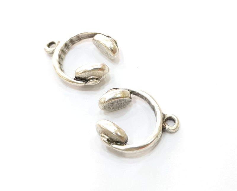 2 Silver Headset Charms Antique Silver Plated Charms (25x21mm) G19173