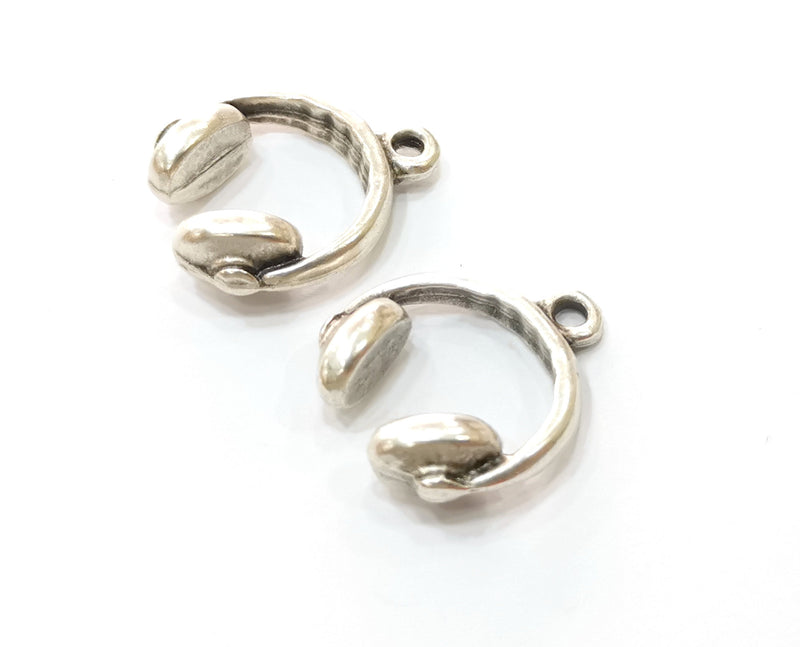 2 Silver Headset Charms Antique Silver Plated Charms (25x21mm) G19173