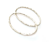 2 Hammered Oval Findings Antique Silver Plated Findings (59x39mm)  G19175