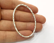 2 Hammered Oval Findings Antique Silver Plated Findings (59x39mm)  G19175