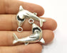 2 Shark Charm Antique Silver Plated Charms (29x35mm)  G19178