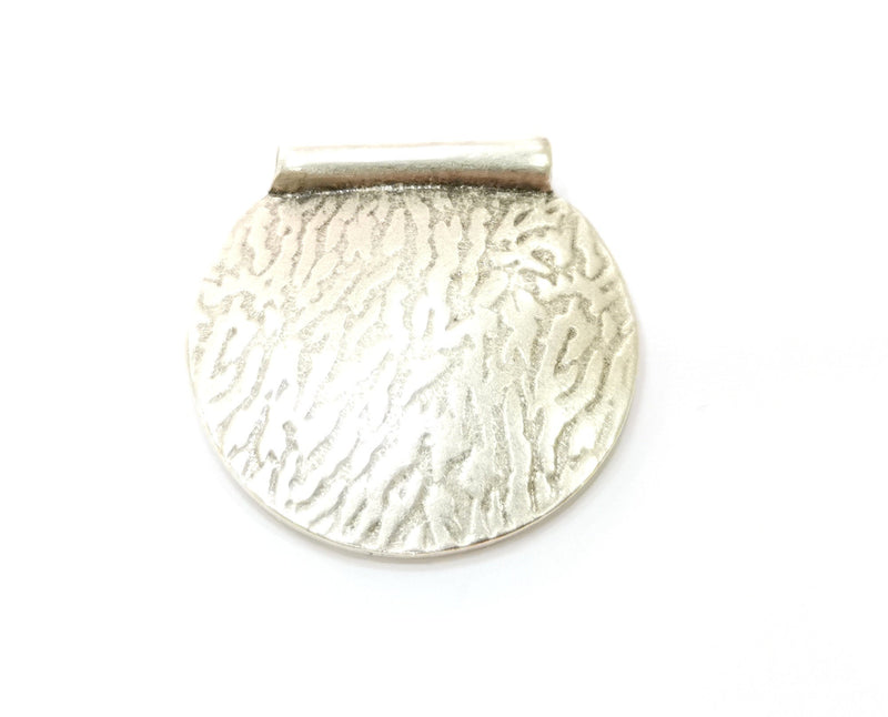 Silver Curved Pendant Antique Silver Plated Pendant (38x36mm)  G19179