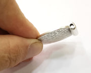 Silver Curved Pendant Antique Silver Plated Pendant (38x36mm)  G19179