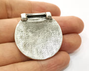 Silver Curved Pendant Antique Silver Plated Pendant (38x36mm)  G19179