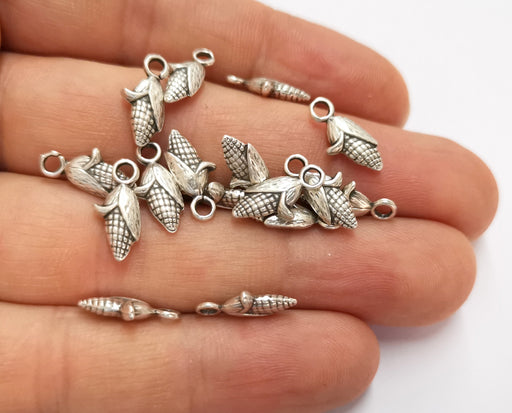 20 Corncob Charms Antique Silver Plated Charms (15x6mm)  G19592