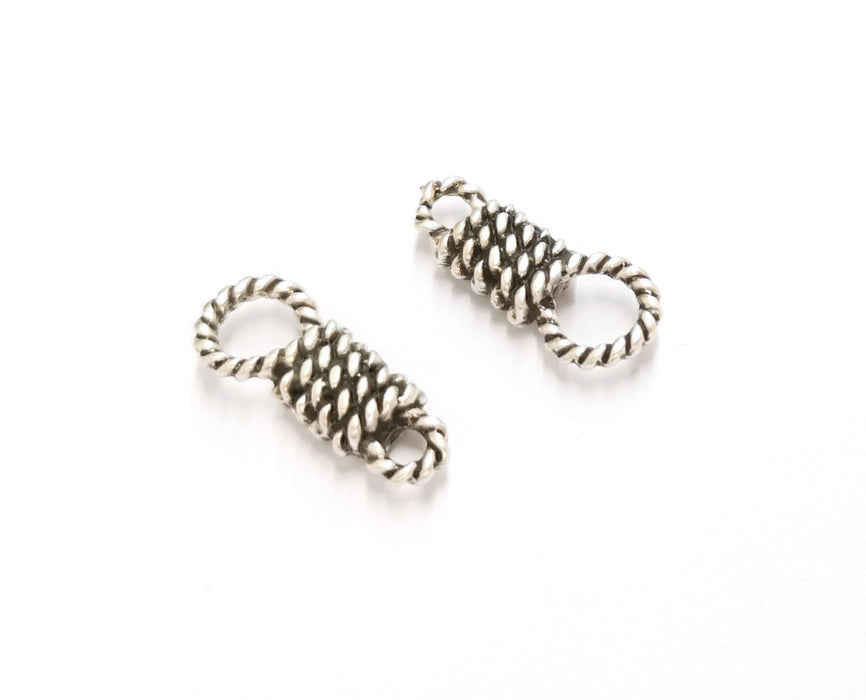 4 Bales of Rope Charms Connector Antique Silver Plated Charms (25x10mm) G19596