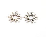 4 Sun Charms Antique Silver Plated Charms (24x26mm) G19597