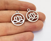 6 Lotus Charms Antique Silver Plated Charms (24x20mm)  G19606