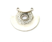 2 Silver Pendant Connector Antique Silver Plated  Pendant (35x41mm)  G19187