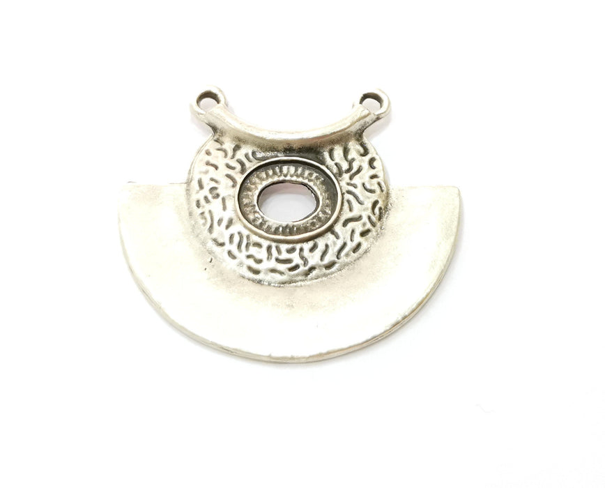 2 Silver Pendant Connector Antique Silver Plated  Pendant (35x41mm)  G19187