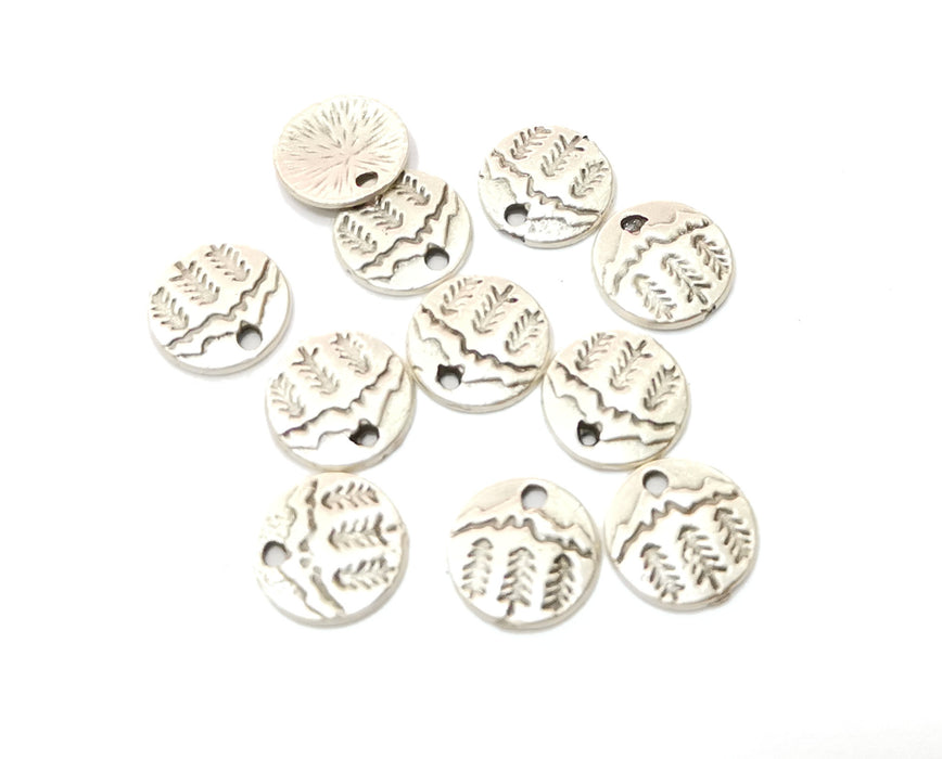 20 Pine Tree Charms Antique Silver Plated Charm (10mm) G19188