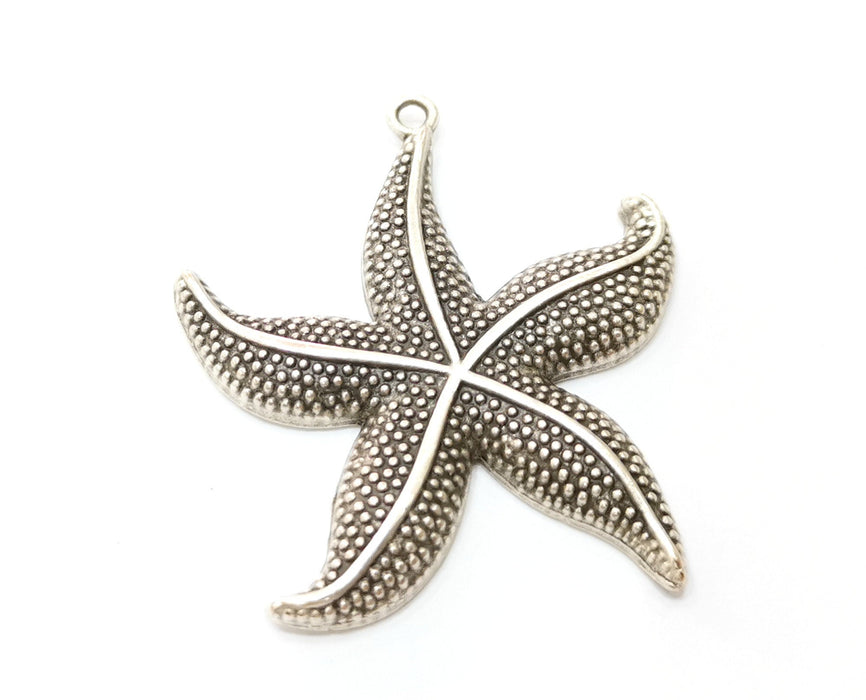 2 Starfish Charms Antique Silver Plated Charms (48x43mm)  G19190