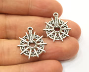10 Silver Charms Antique Silver Plated Charms (25x20mm)  G19191