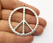 2 Peace Charms Antique Silver Plated Charms (53x49mm)  G19192