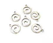 10 Wave Charms Antique Silver Plated Charms (17x14mm)  G19197