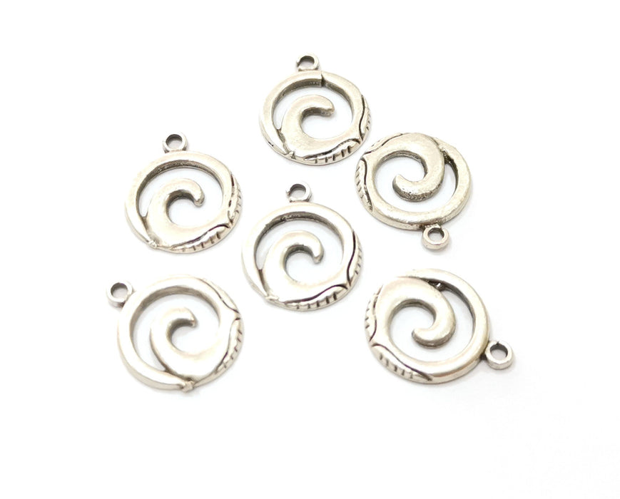 10 Wave Charms Antique Silver Plated Charms (17x14mm)  G19197
