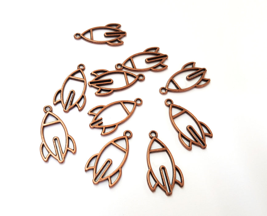 8 Rocket Charms Antique Copper Plated Charms (30x16mm) G19610