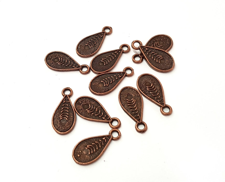 10 Drop Charms Antique Copper Plated Charms (20x9mm)  G19613