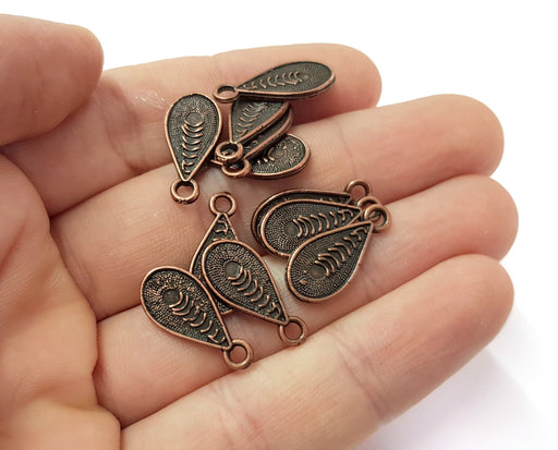 10 Drop Charms Antique Copper Plated Charms (20x9mm)  G19613
