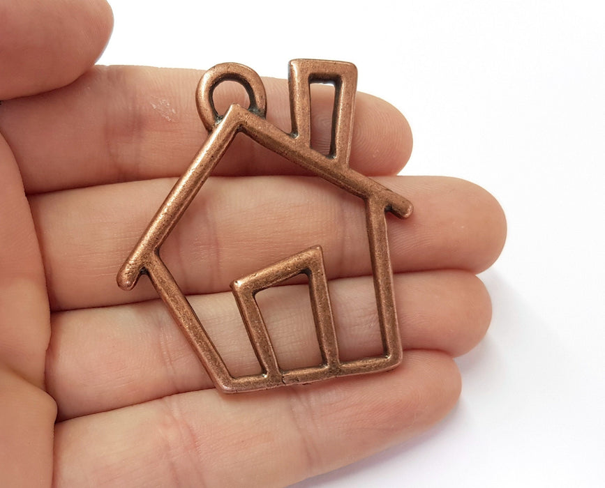 House Pendant Antique Copper Plated Pendant ( 50x46mm) G19614