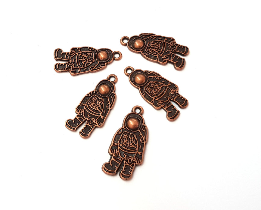 5 Astronaut Charms Antique Copper Plated Charms (27x12mm)  G19615