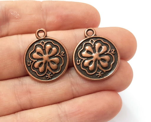 4 Clover Charms Antique Copper Plated Charms (23x20mm)  G19616