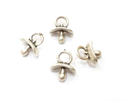 10 Pacifier Charms Antique Silver Plated Charms (16x14mm)  G19200