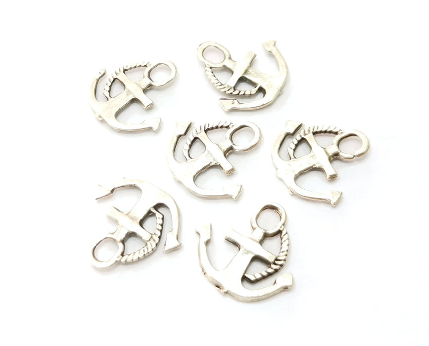 10 Anchor Rope Charms Antique Silver Plated Charms (16x16mm) G19201