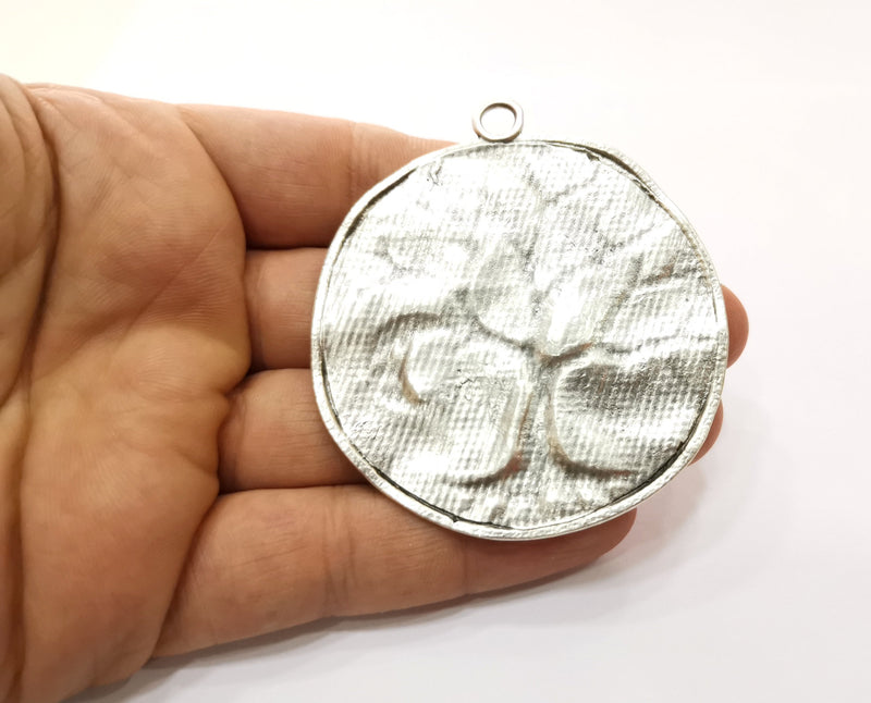 Tree Moon Crescent Pendant Antique Silver Plated Pendant (70x63mm) G19204