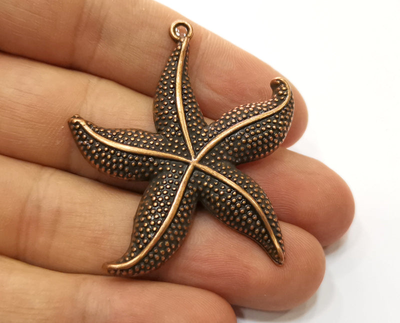 2 Starfish Charms Antique Copper Plated Charms (48x43mm)  G19211