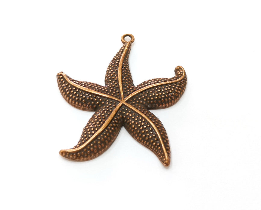 2 Starfish Charms Antique Copper Plated Charms (48x43mm)  G19211