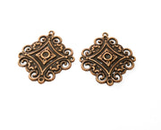 2 Filigree Charms Antique Copper Plated Charm (36x33mm) G19213