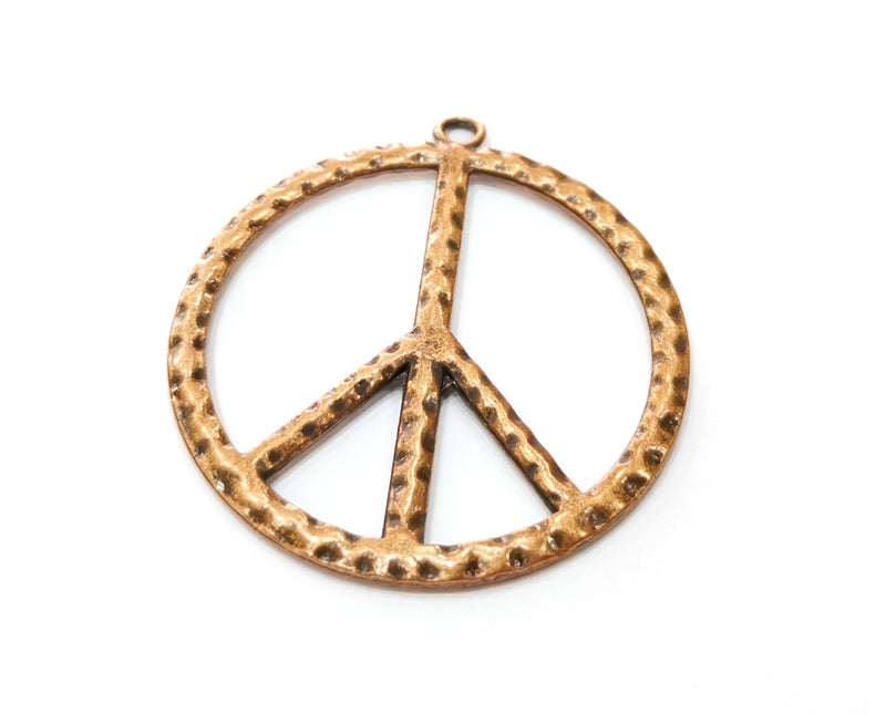 2 Peace Charms Antique Copper Plated Charms (53x49mm)  G19214