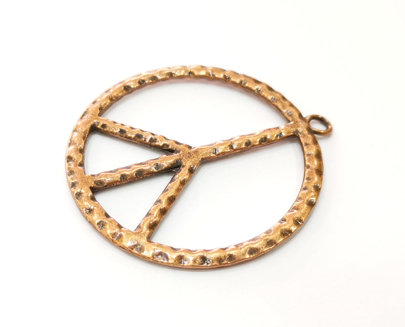 2 Peace Charms Antique Copper Plated Charms (53x49mm)  G19214