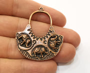 2 Elephant Charms Antique Copper Plated Charm (47x39mm) G19215