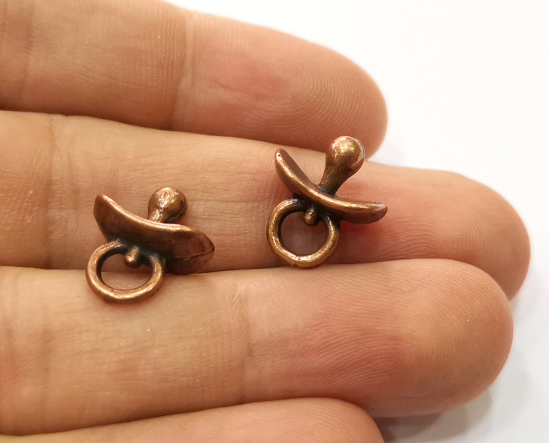 10 Pacifier Charms Antique Copper Plated Charms (16x14mm)  G19217