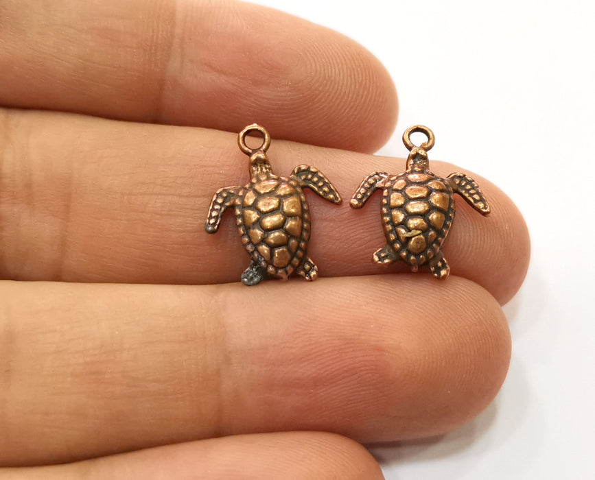 10 Sea Turtle Charms Antique Copper Plated Charms (17x14mm)  G19218