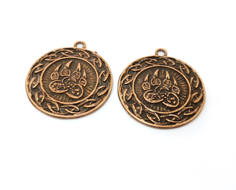 2 Claw Charms Antique Copper Plated Charms (37x34mm)  G19221