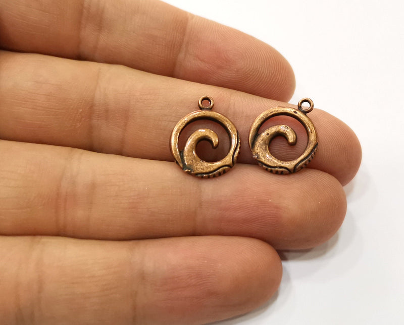 10 Wave Charms Antique Copper Plated Charms (17x14mm)  G19222