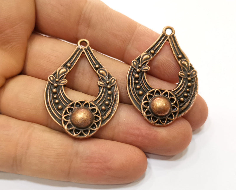 2 Copper Charms Antique Copper Plated Charms (42x28mm)  G19223