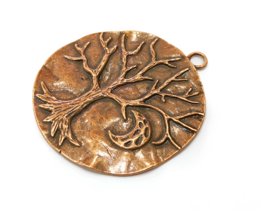 Tree Moon Crescent Pendant Antique Copper Plated Pendant (70x63mm) G19224