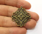 2 Filigree Charms Antique Bronze Plated Charm (36x33mm) G19227