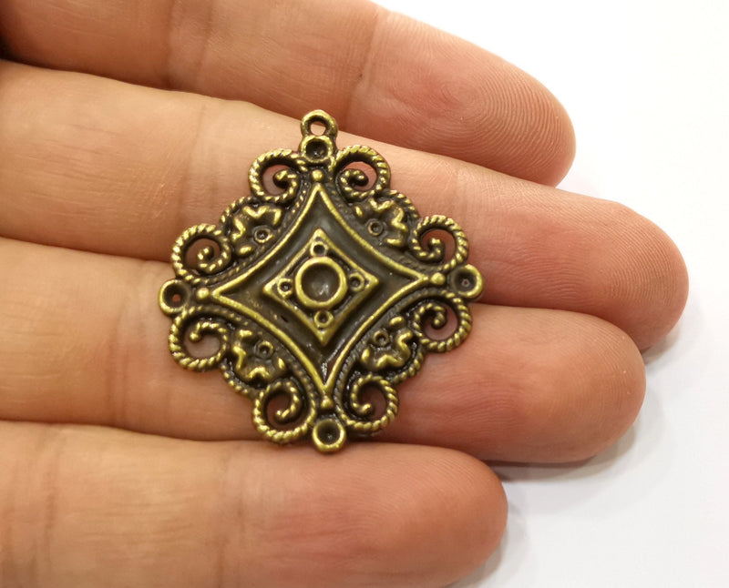 2 Filigree Charms Antique Bronze Plated Charm (36x33mm) G19227