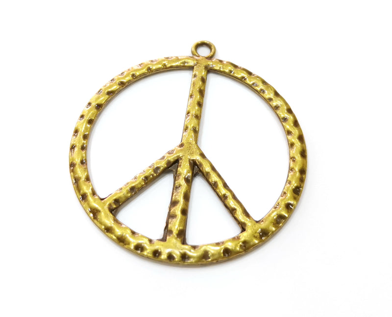2 Hammered Peace Charms Antique Bronze Plated Charms (53x49mm)  G19228