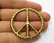 2 Hammered Peace Charms Antique Bronze Plated Charms (53x49mm)  G19228