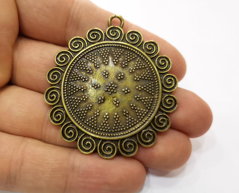 Sun Charms Antique Bronze Plated Charms (55x49mm)  G19233