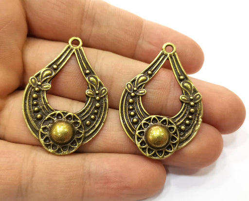 2 Antique Bronze Charms Antique Bronze Plated Charms (42x28mm)  G19235