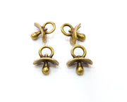 10 Pacifier Charms Antique Bronze Plated Charms (16x14mm)  G19236